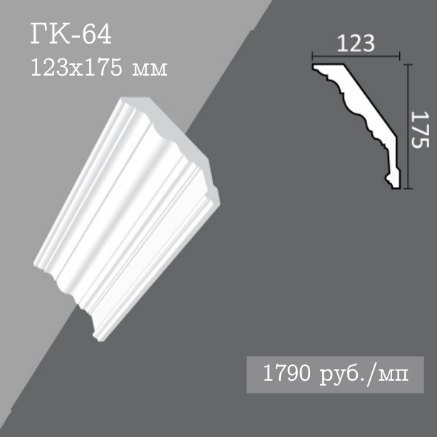 потолочный гладкий карниз ГК-64