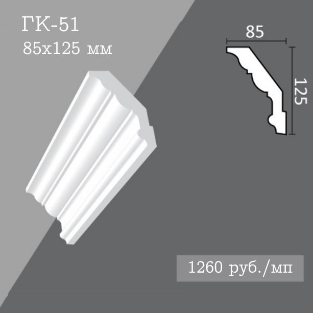 потолочный гладкий карниз ГК-51