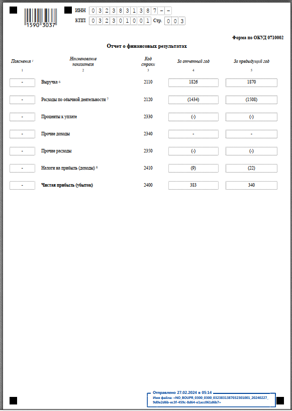 бухгалтерский баланс 2023 Цифровой ветер