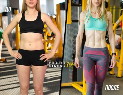 Результат до после тренировок в фитнес клубе Pacific Strong Gym