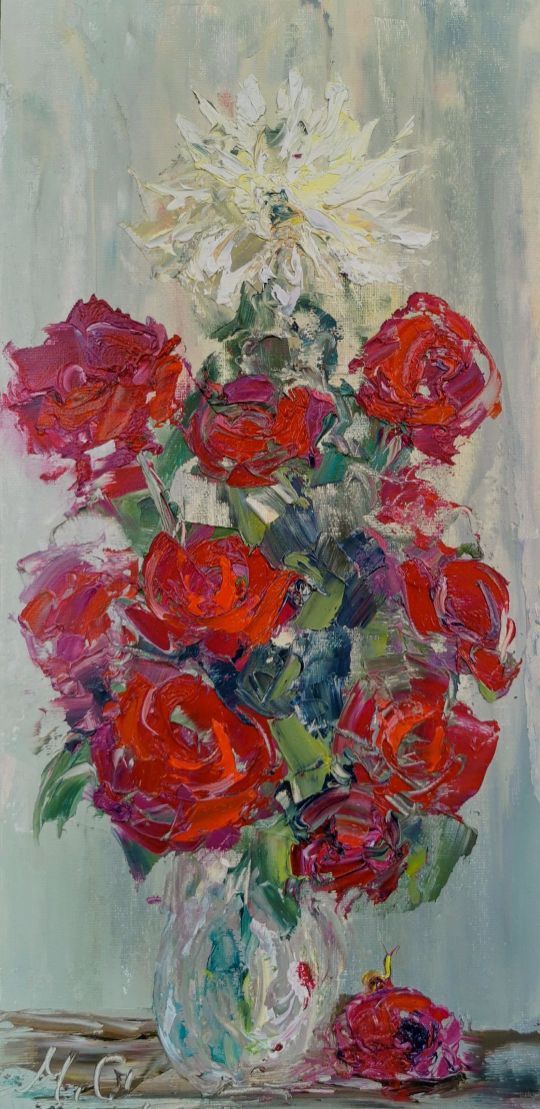 Астра, розы и улитка