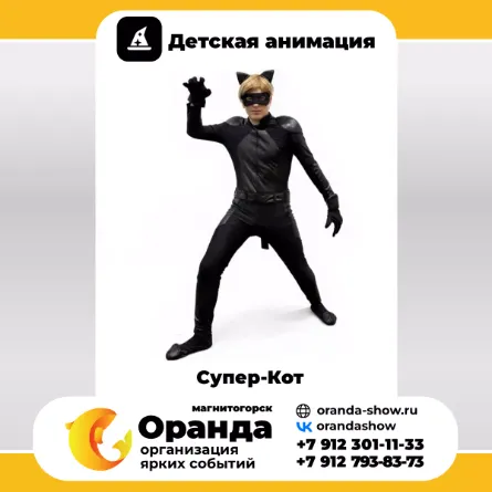 «Супер-Кот» детские аниматоры в Магнитогорске от анимационной команды Оранда