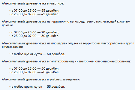 Максимальный уровень звука в квартире