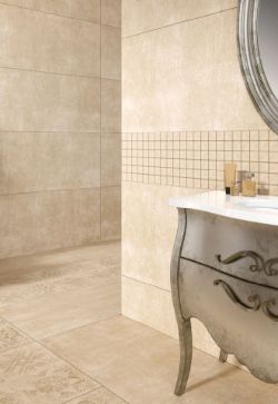 интерьер ванной из керамогранита Цемент Идальго
