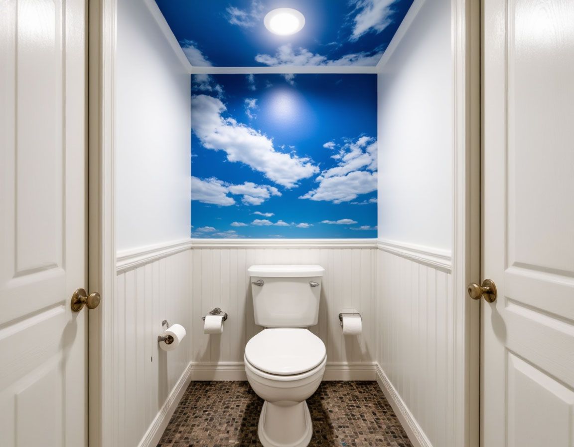 Натяжной потолок в туалете