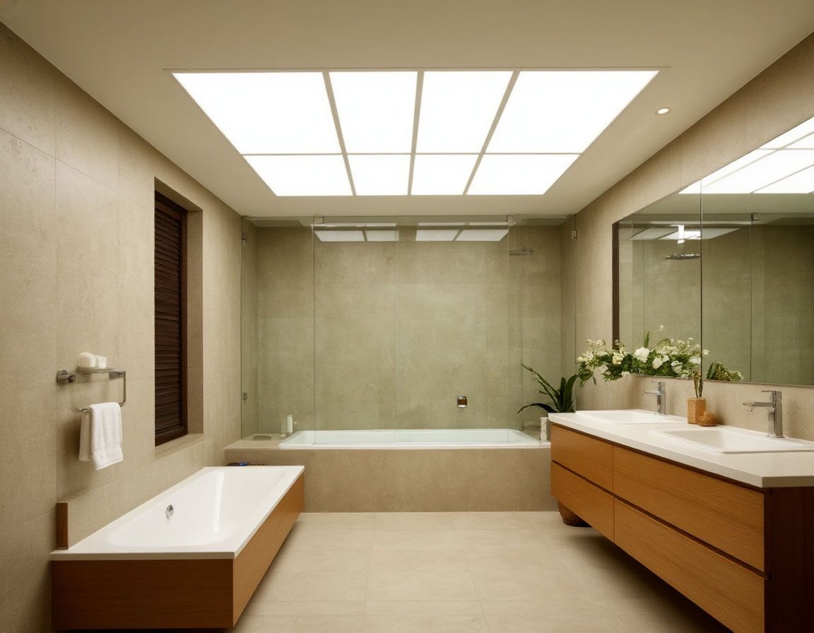 Натяжной потолок в ванной