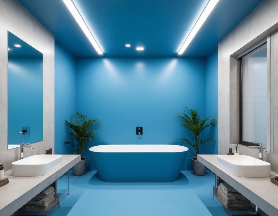 Натяжной потолок в ванной