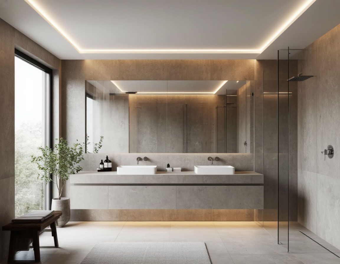 Натяжной потолок в ванной