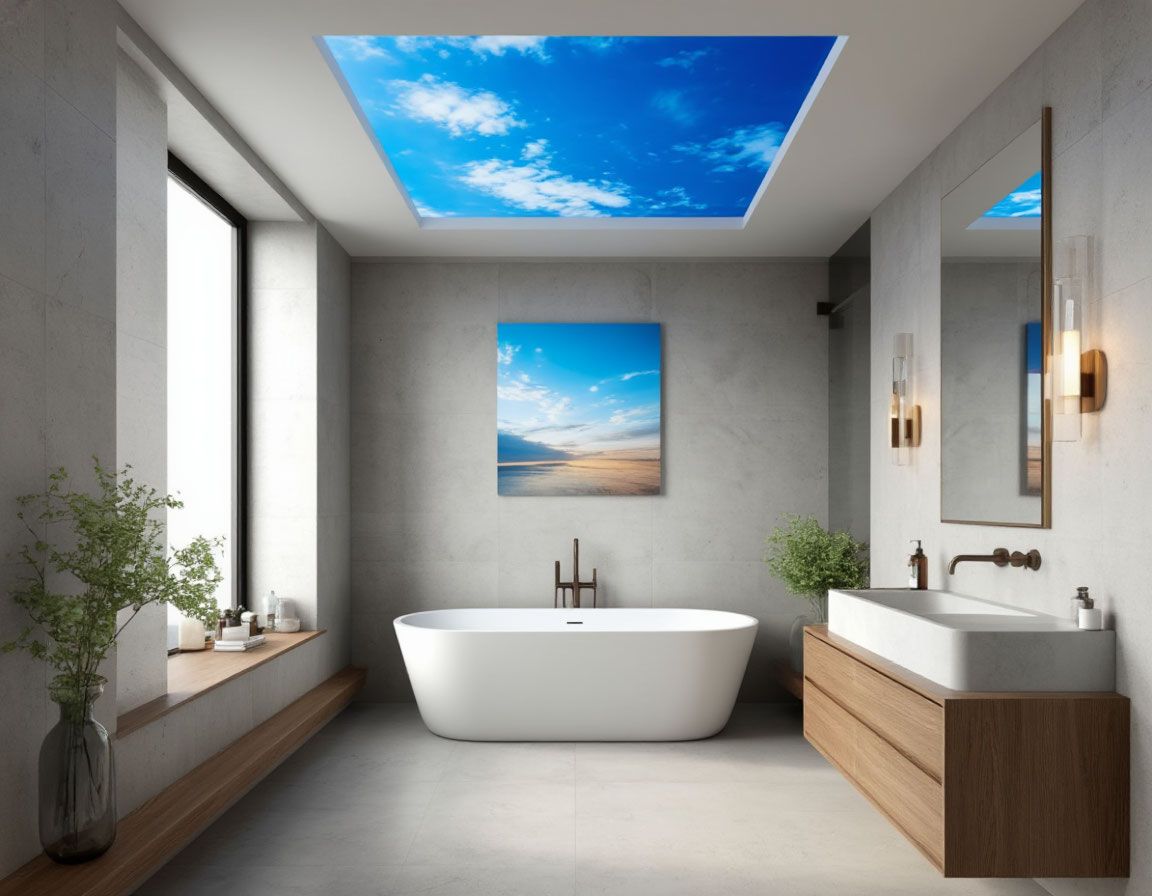 Натяжной потолок в ванной