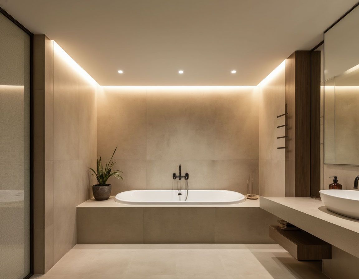 Натяжной потолок в ванной