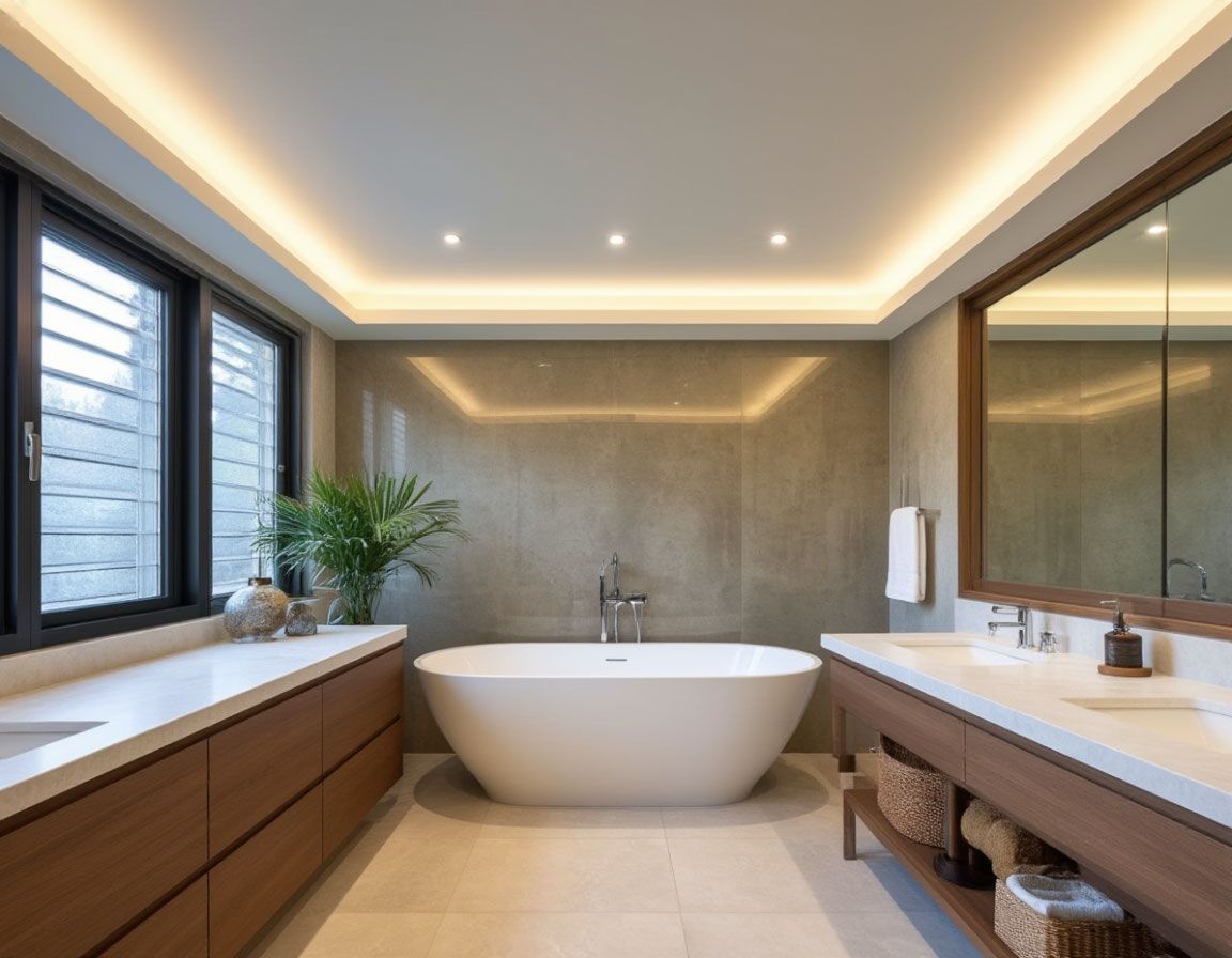 Натяжной потолок в ванной