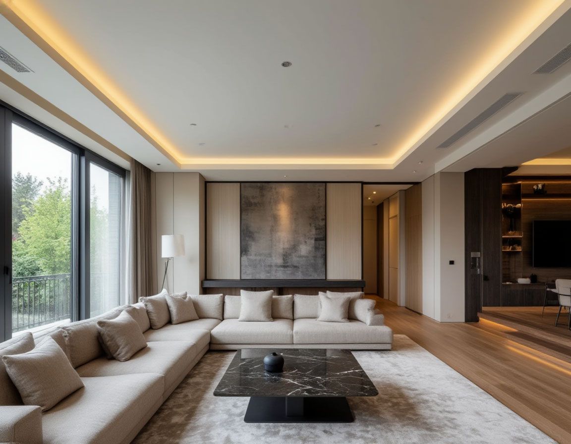 Натяжной потолок в зале