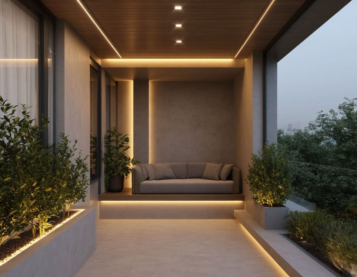 Натяжной потолок  на балконе