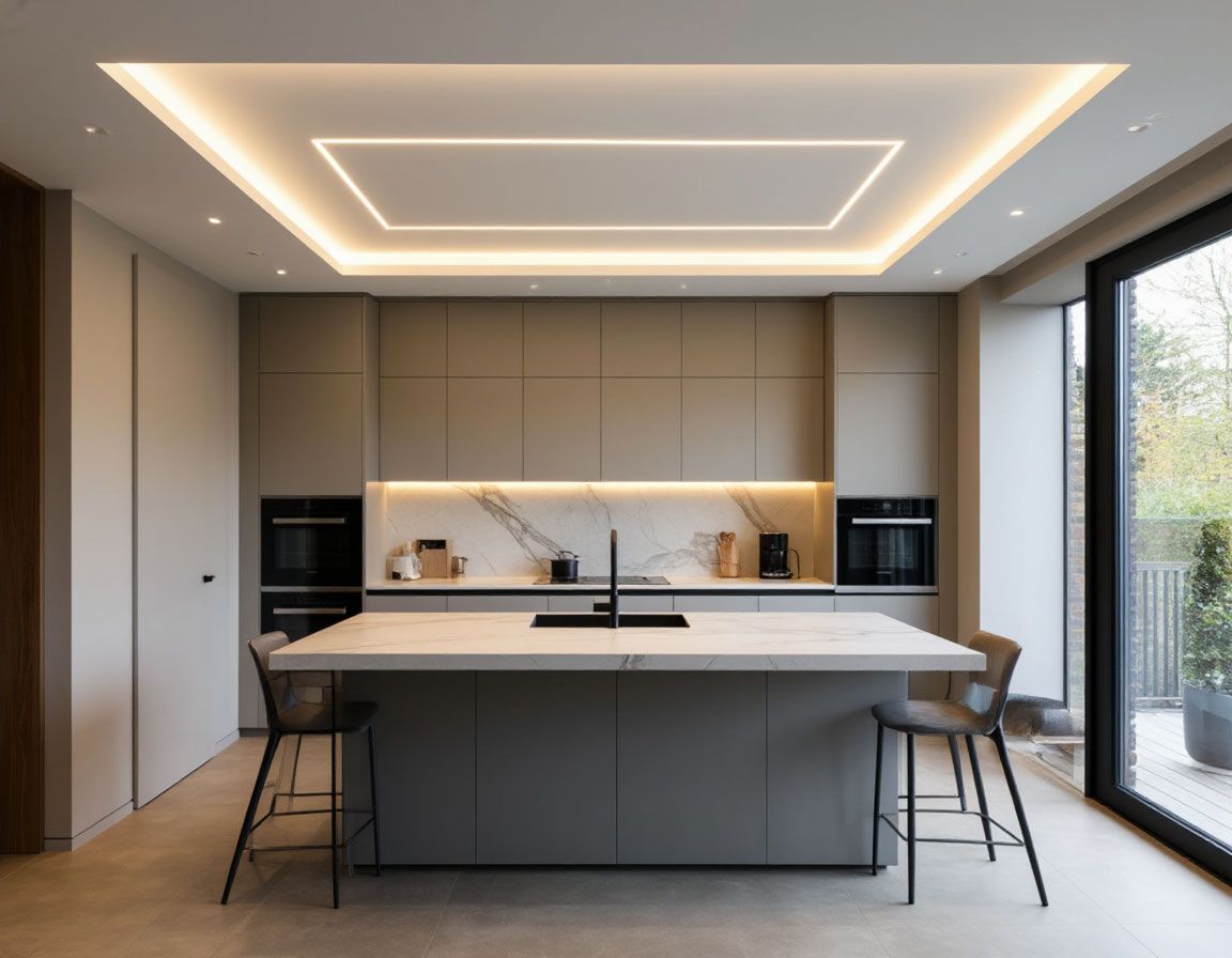 Натяжной потолок в кухне