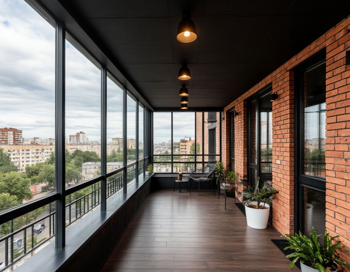 Натяжной потолок  на балконе