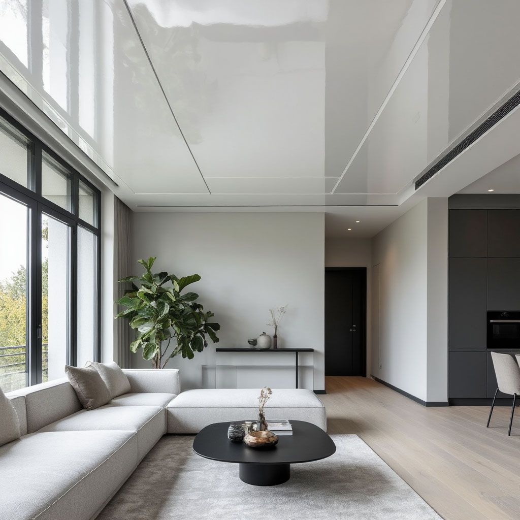 Недостатки использования глянцевых натяжных потолков