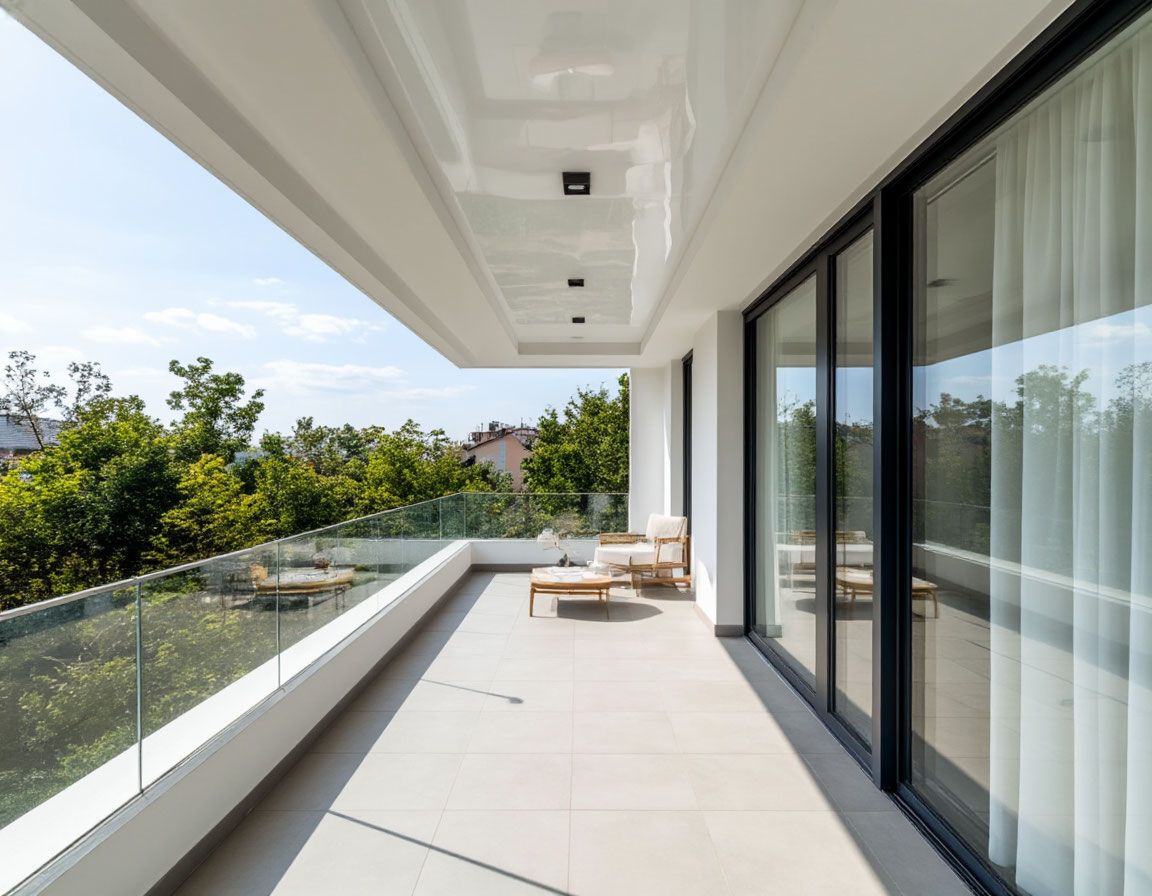 Натяжной потолок  на балконе