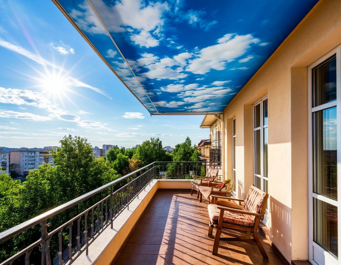 Натяжной потолок  на балконе