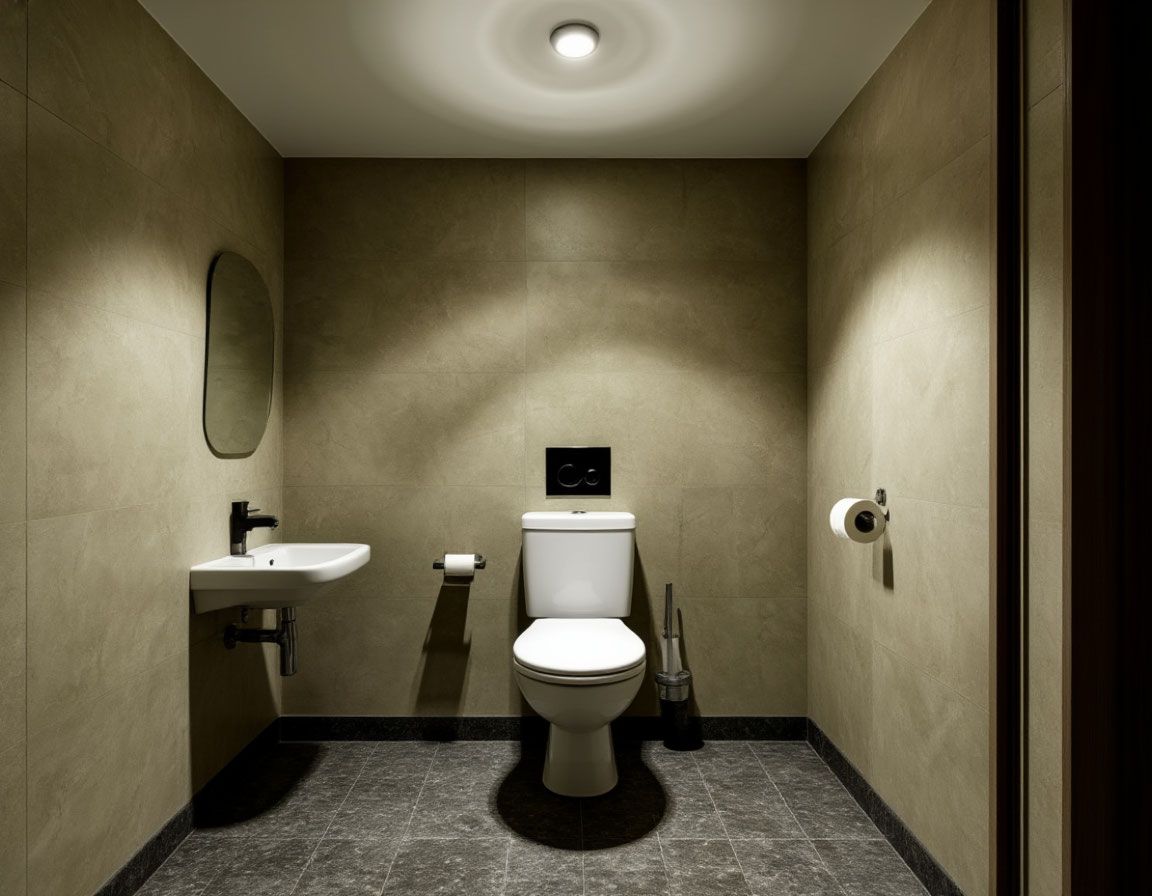 Натяжной потолок в туалете