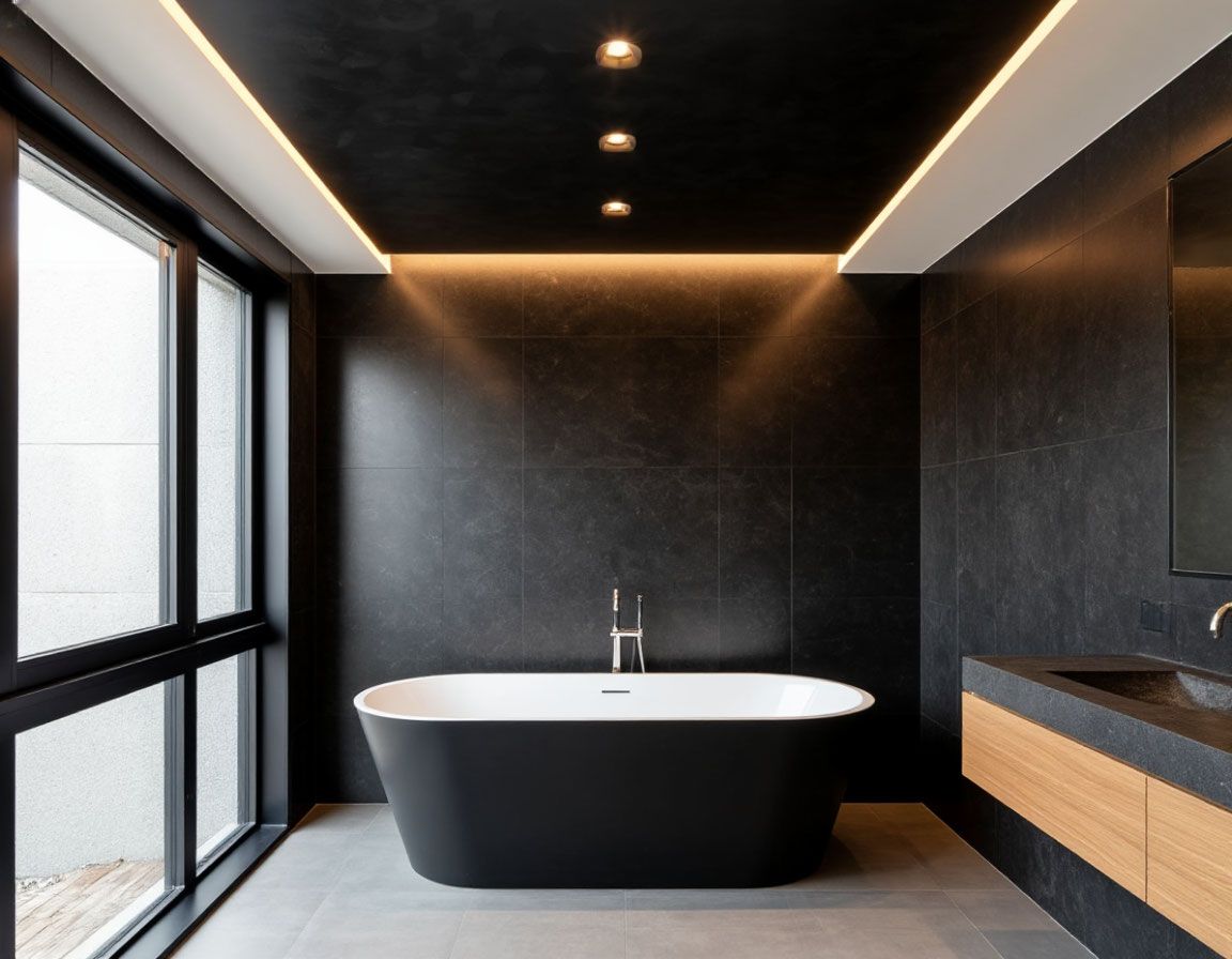 Натяжной потолок в ванной