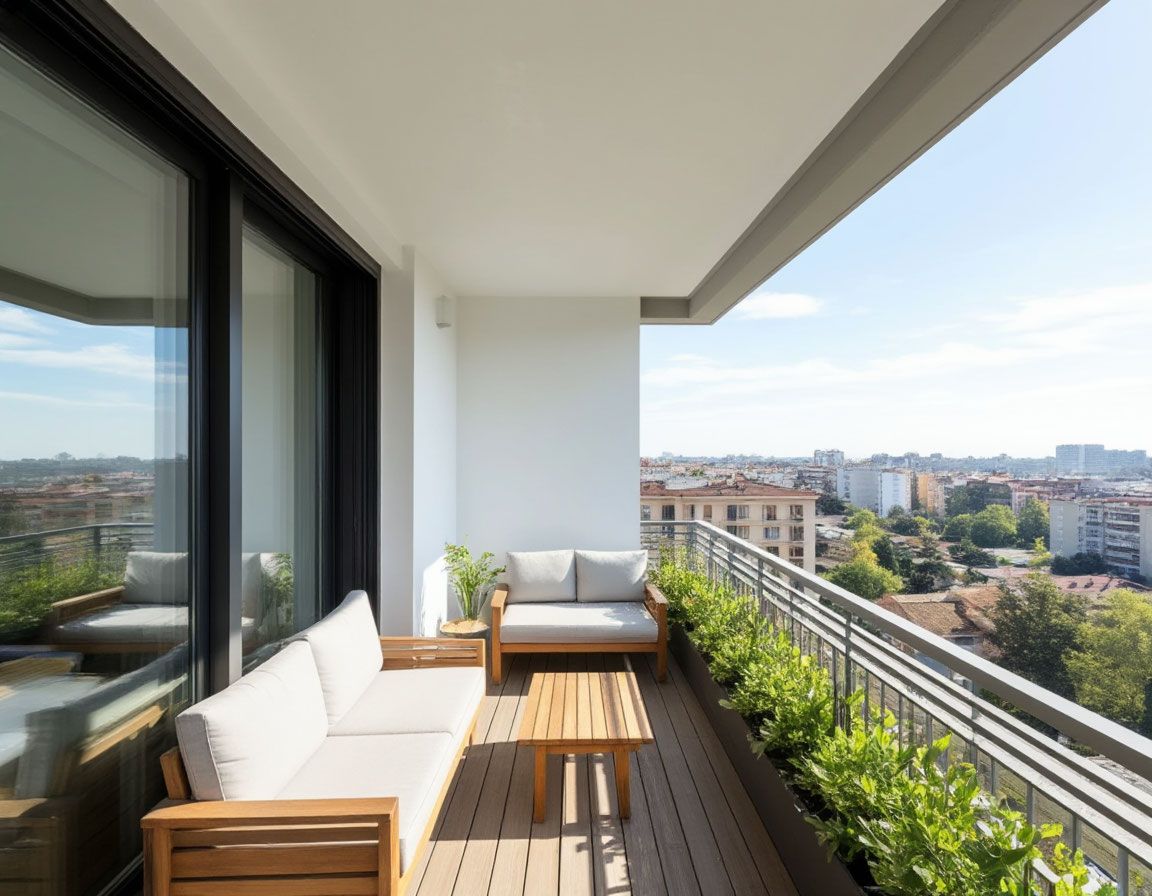 Натяжной потолок  на балконе