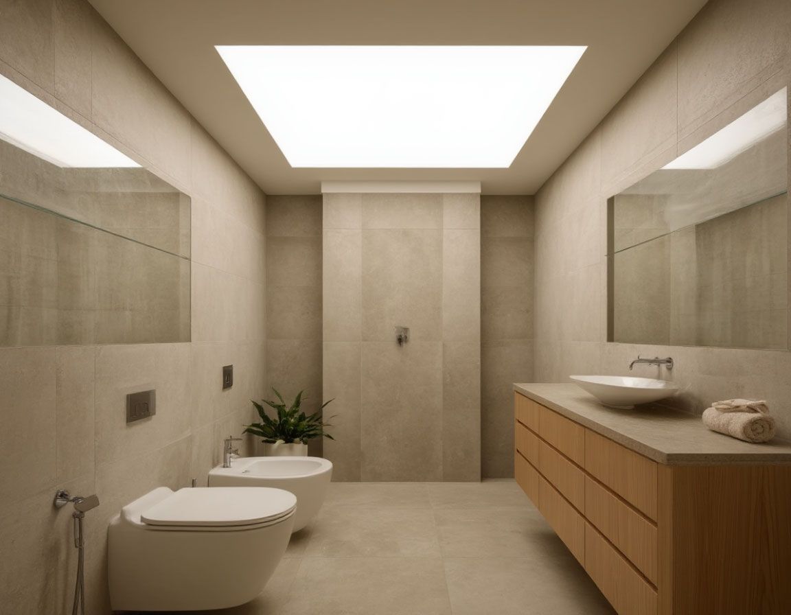 Натяжной потолок в туалете