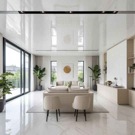 Глянцевый натяжной потолок