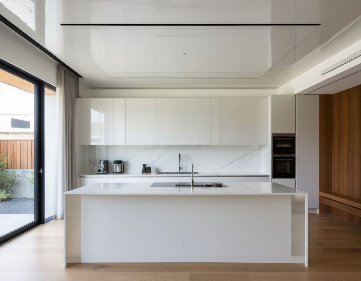 Натяжной потолок в кухне