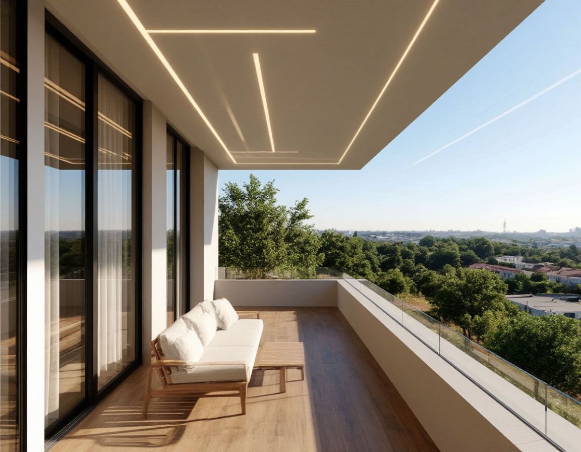 Натяжной потолок  на балконе