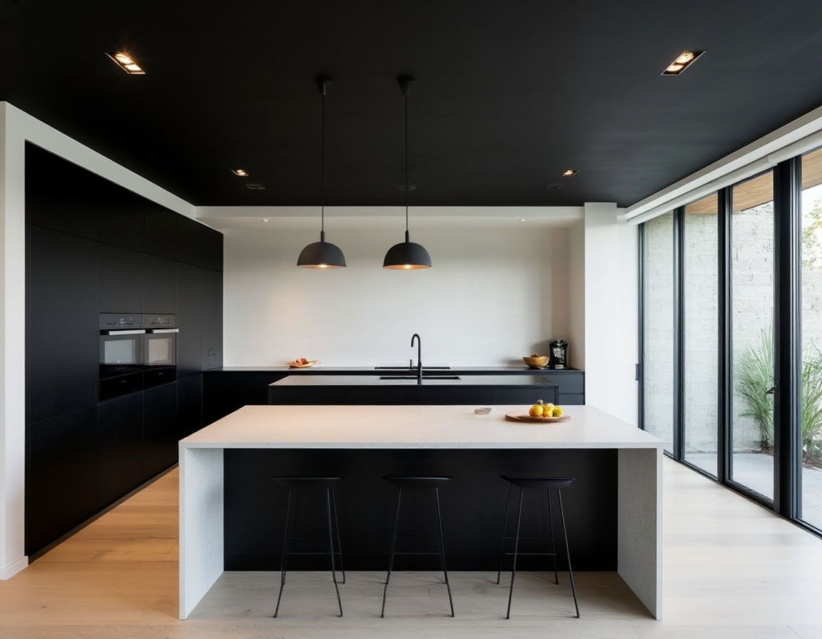 Натяжной потолок в кухне