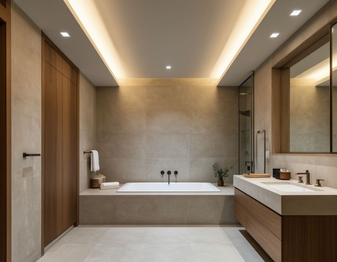 Натяжной потолок в ванной