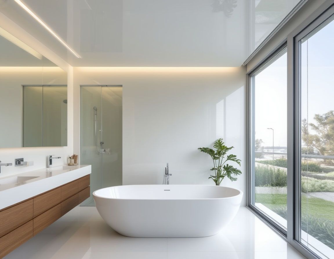 Натяжной потолок в ванной