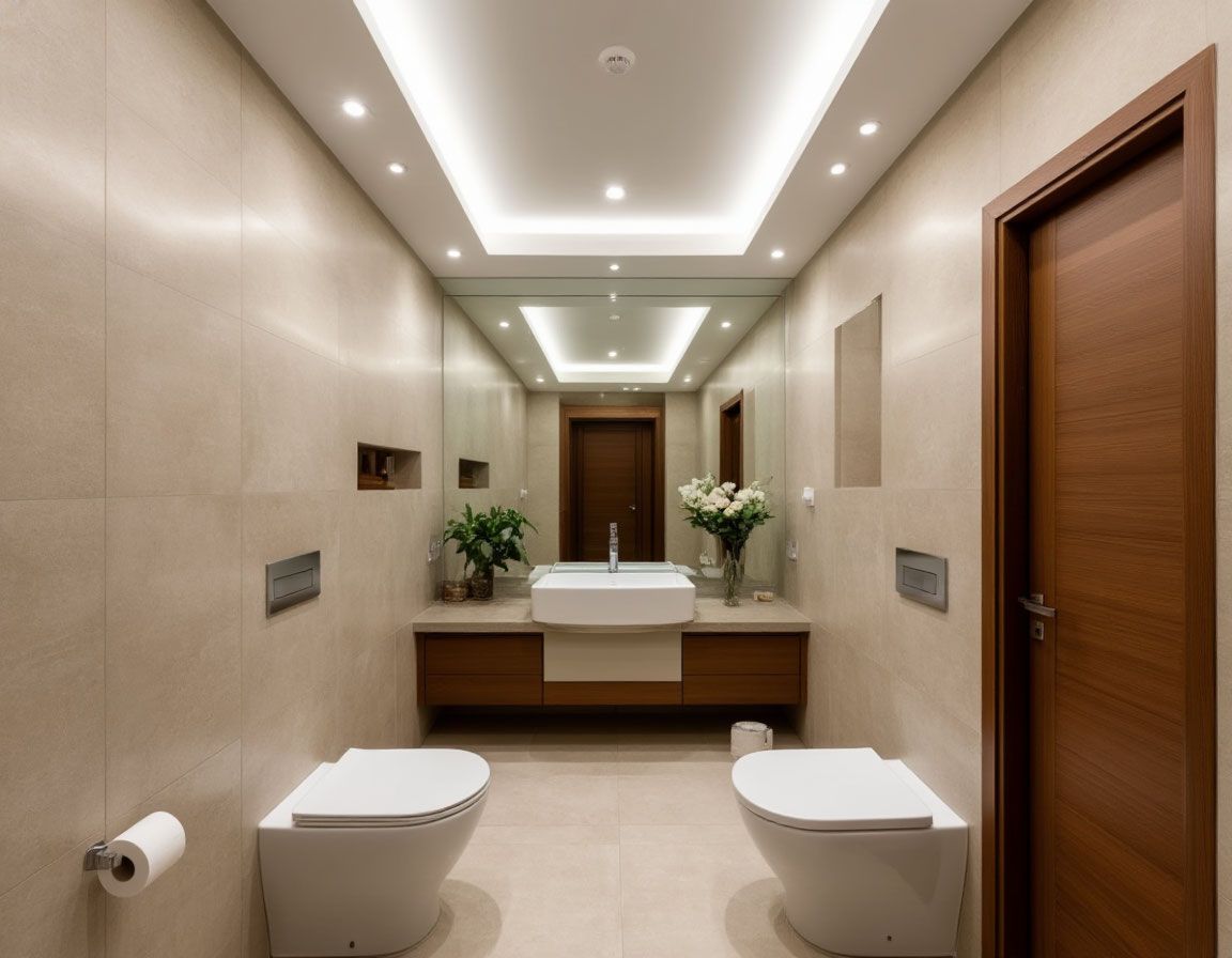 Натяжной потолок в туалете