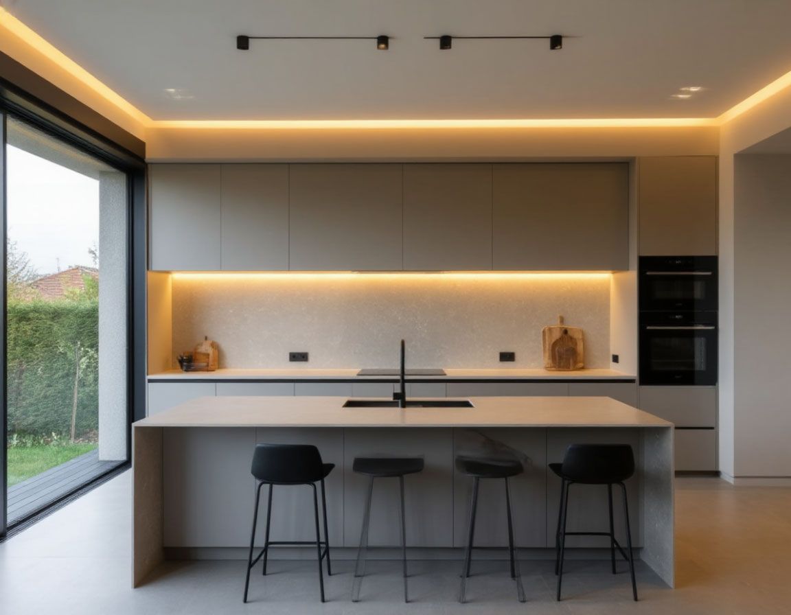 Натяжной потолок в кухне