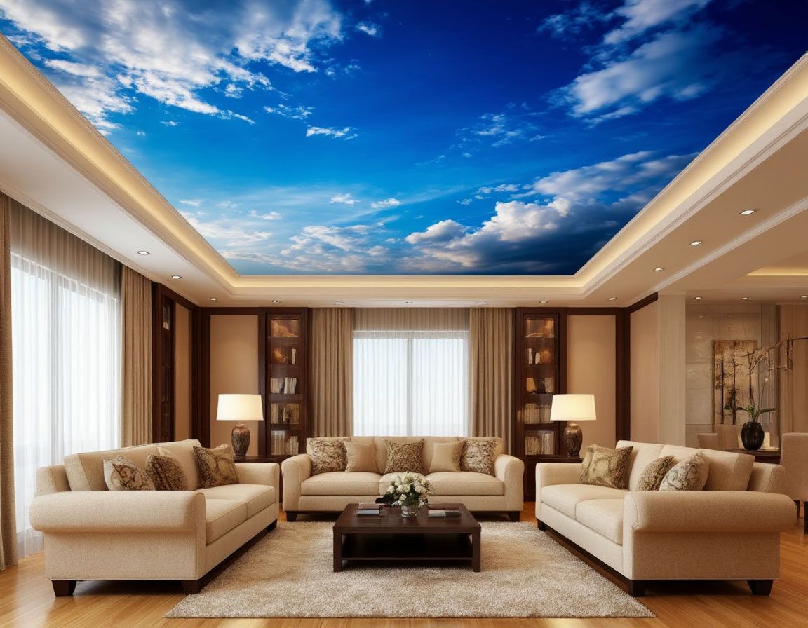 Натяжной потолок в зале