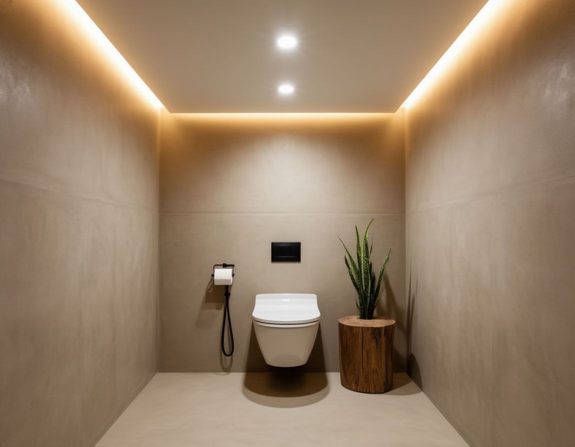 Натяжной потолок в туалете