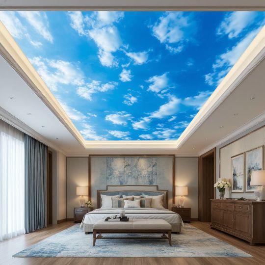 Натяжной потолок с фотопечатью голубого неба