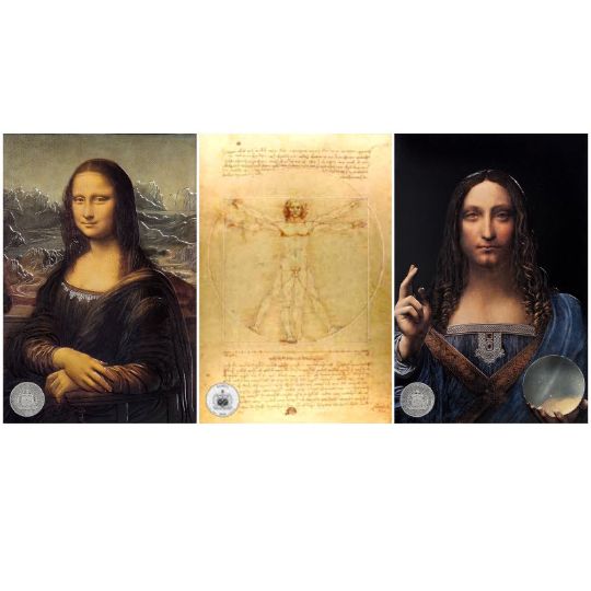 Набор "Продвинутое искусство. Леонардо да Винчи" 2024 г., 3*31.1 г серебра