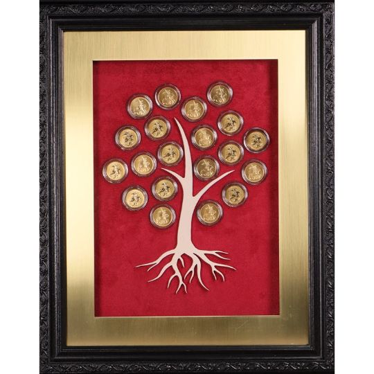 Монетный ассамбляж "Древо", 20*7.78 г золота