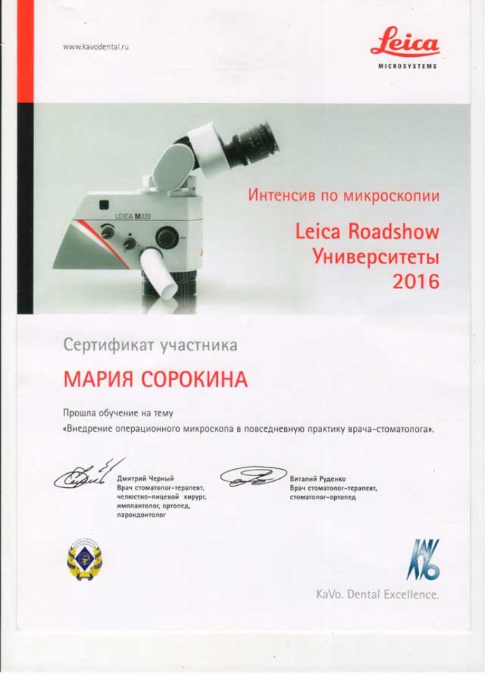 Сертификат Сорокина Мария Александровна