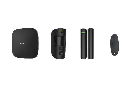 StarterKit содержит самое необходимое для защиты от проникновения в помещение: датчик открытия двери, датчик движения, брелок с тревожной кнопкой и хаб, управляющий системой. Они обнаружат злоумышленника и моментально передадут тревогу вам и охранной компании.