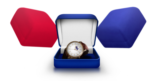 Флокированный подарочный футляр для наручных часов с логотипом компании и символикой на заказ