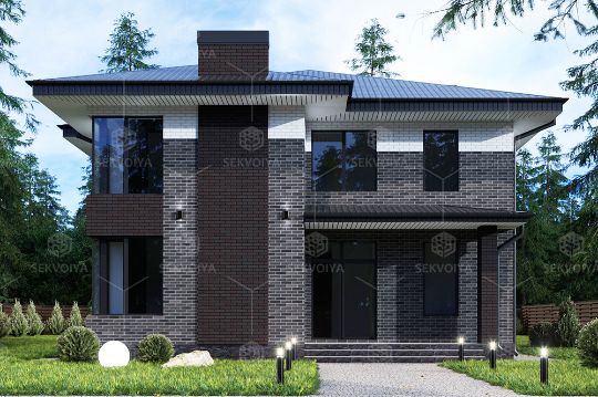 Дом «Самшит» в стиле Райта 194,4 м²