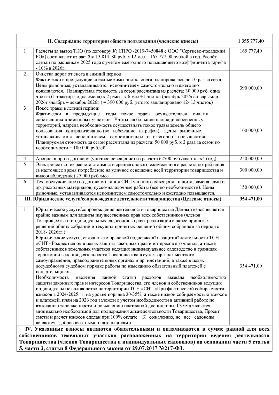 Лист 2. (ФЭО) ФИНАНСОВО-ЭКОНОМИЧЕСКОЕ ОБОСНОВАНИЕ РАЗМЕРА ВЗНОСОВ НА ПЕРИОД С 01.01.2026г. по 31.12.2026г. Приложение №2 к Протоколу ОС