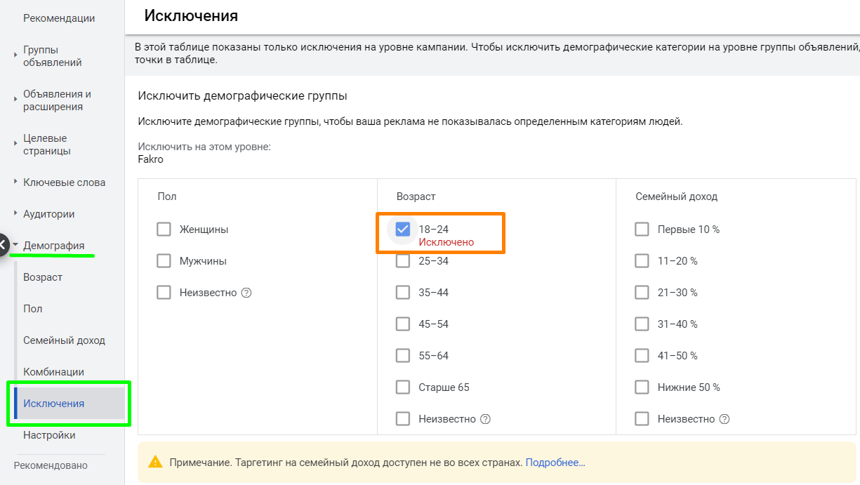 Оптимизация контекстной рекламы по возрасту