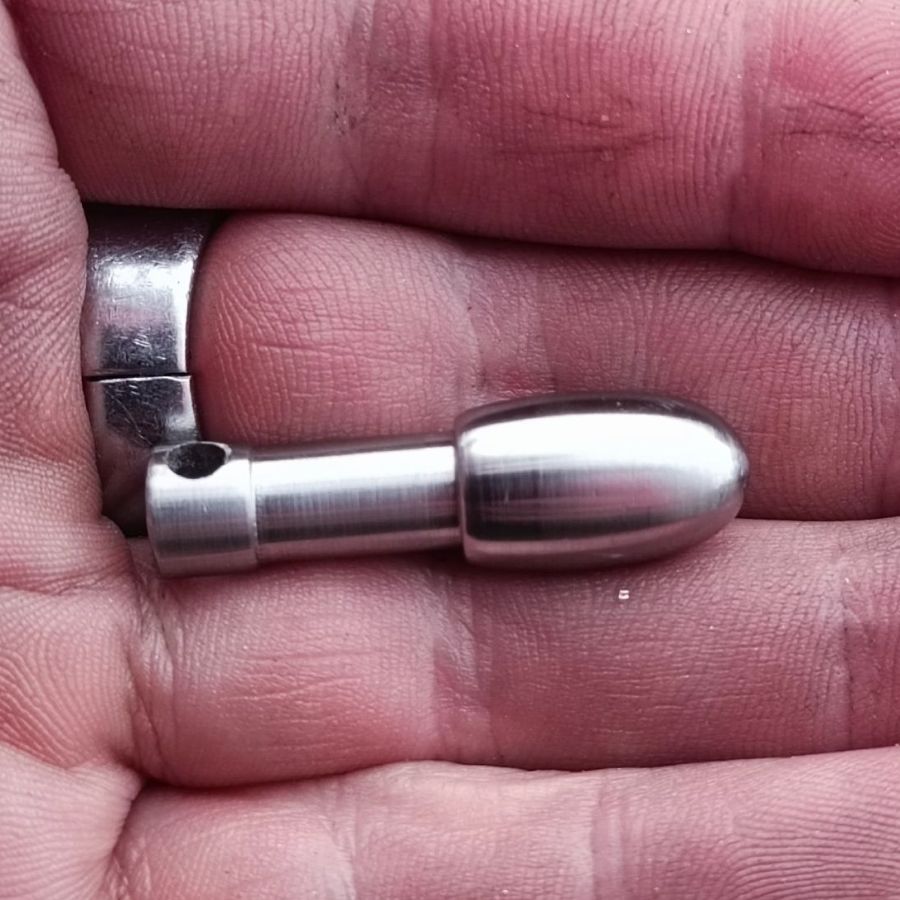 Ручка, токарная обработка ЧПУ + сверление. Материал нержавеющая сталь.