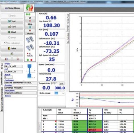ТЕСТЕР НА РАСТЯЖЕНИЕ И СЖАТИЕ TENSOR CHECK PROFILE – PC - экран программного обеспечения на КП.