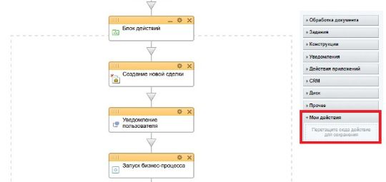 Блок действий