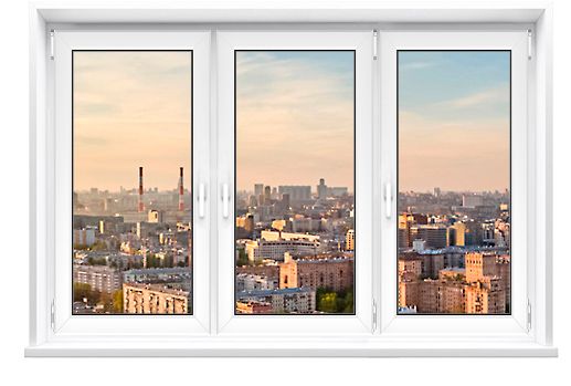 трехстворчатое пластиковое окно в гостиную