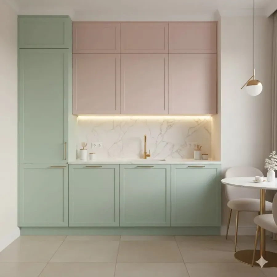 Кухня на заказ в пастельных тонах 7,5 м²